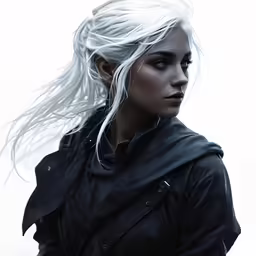 a girl with long hair and a black jacket