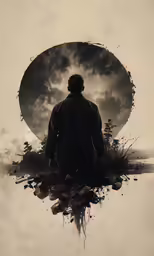 the man has one eye open as he stands on his own island