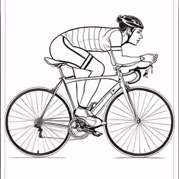 a cyclist is riding in black and white