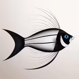 black and white fish with blue eyes
