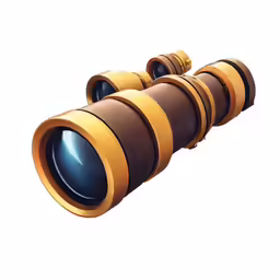 three brown lensed binoculars are standing upright