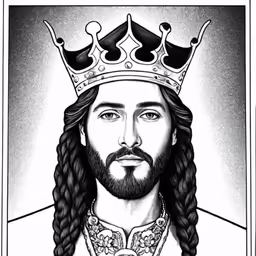 a drawing of a man with braids and a crown on top of his head