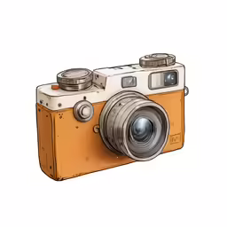 a camera is in color on a white background