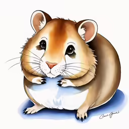 a drawing of a brown and white rat