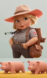 a young girl is wearing a police uniform and holding her backpack