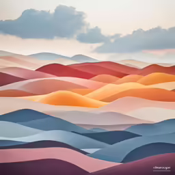 a painting of a large valley and a sky