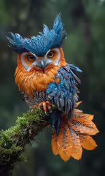 a colorful bird on a limb with lots of leaves on it