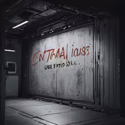 there is graffiti written on the wall on the inside of this building