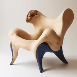 the sculptures are made of wood and are shaped like different parts