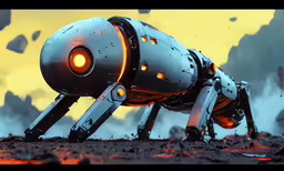 a metal robot that is standing on the ground