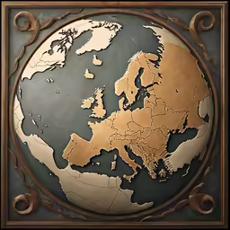 the earth with golden europe on it