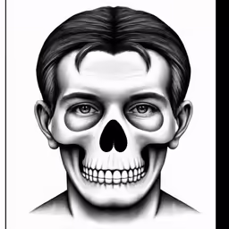 a skull drawing is featured on the cover of a magazine
