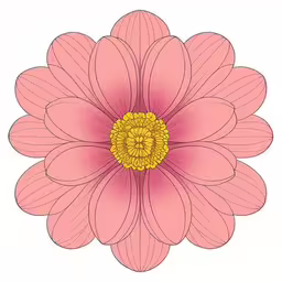 a drawing of a pink flower that is drawn in colored pencil,an image of a flower with a yellow center