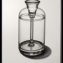 a drawing of a glass vase on a table