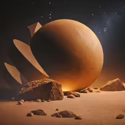 two large rocks in the sand by a rock