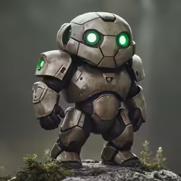 the faceless robot is walking across the grass