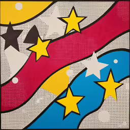 a painting that is in the middle of some colors