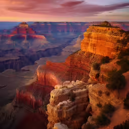 sunset over grand canyon on grand plateau, utah,sunset in the grand canyon at grand canyon
