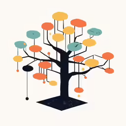 a tree that is filled with different colors and branches