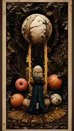 an image of a person surrounded by pumpkins