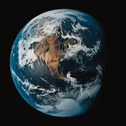an earth view of the ocean and land