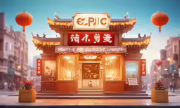 the chinese building has an oriental decoration on it