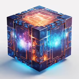 a glowing box that is made up of squares