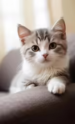 the kitten has big ears and is laying down