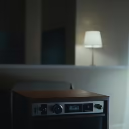 an electronic device sits on the side of a sofa