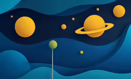 a paper cut out of planets on a blue background