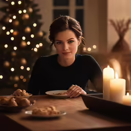 there is a woman eating food at a table