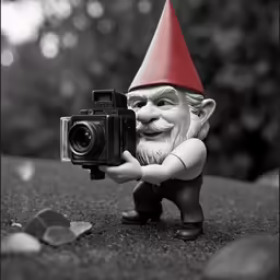 a gnome with a camera and a camera
