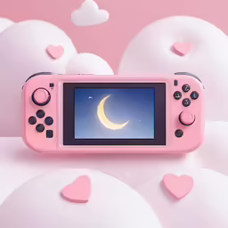 an image of a pink game console