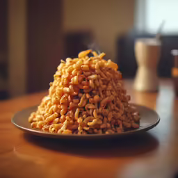 a plate with cereal is on the table