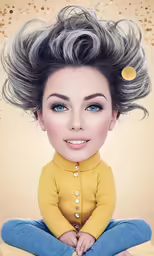 an altered photograph of a woman with grey hair