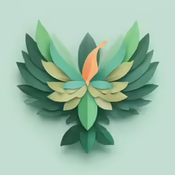 a colorful bird made out of leaves sitting on top of a table