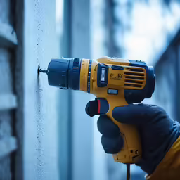 a driller is being used to install a wall in a house