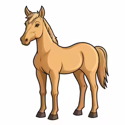 a brown horse standing on a white background