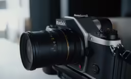the kodak video camera with a lens attached