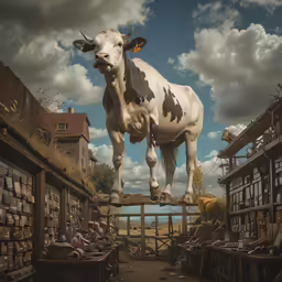 the cow has grown up on top of the post