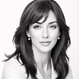 a woman with a white shirt and long hair