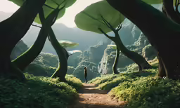 there are trees in the area that is almost empty