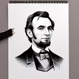 the drawing of abraham lincoln is shown on paper