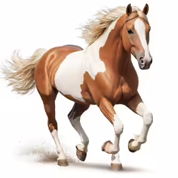 a horse running galloping on a white background
