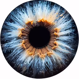 a circular mirror showing an iris style iris