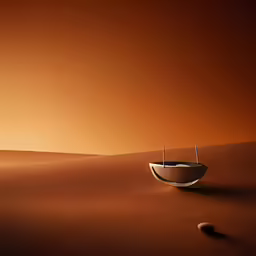 a bowl in a desert is sitting on the sand