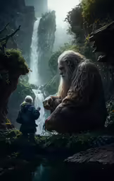 an illustration of a wizard and a little child