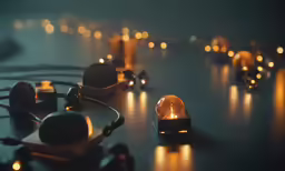a table with many different lights on top of it