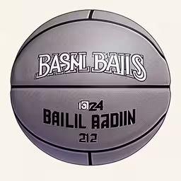 a basketball with a white background and the name basil balls on it,the ball features bash - balls on the front,a gray basketball with the name ballb