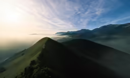 view over the mountains on a misty day